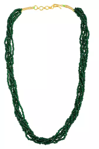 Memoir natural panna emerald multi strand 6 layer choker fashion jewellery stone bead necklace for women