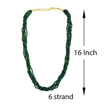 Memoir natural panna emerald multi strand 6 layer choker fashion jewellery stone bead necklace for women 3