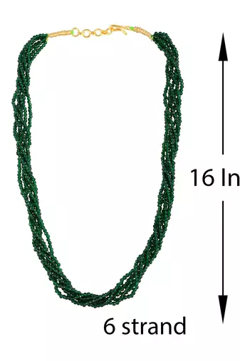 Memoir natural panna emerald multi strand 6 layer choker fashion jewellery stone bead necklace for women