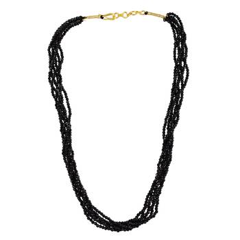 Memoir natural black tourmaline schorl multi strand 6 layer choker fashion jewellery stone bead   2
