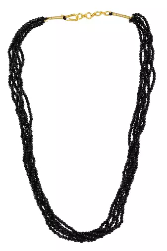 Memoir natural black tourmaline schorl multi strand 6 layer choker fashion jewellery stone bead  