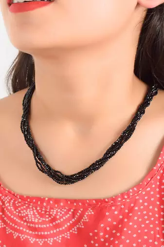 Memoir natural black tourmaline schorl multi strand 6 layer choker fashion jewellery stone bead  