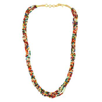 Memoir natural real multi sapphire multi strand 6 layer choker fashion jewellery stone bead necklace 2