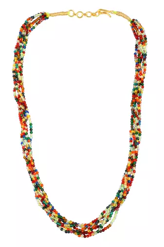 Memoir natural real multi sapphire multi strand 6 layer choker fashion jewellery stone bead necklace