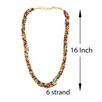 Memoir natural real multi sapphire multi strand 6 layer choker fashion jewellery stone bead necklace 3