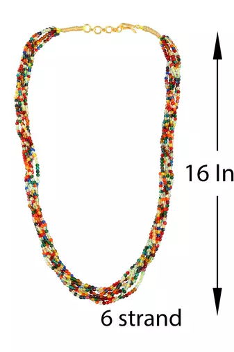 Memoir natural real multi sapphire multi strand 6 layer choker fashion jewellery stone bead necklace