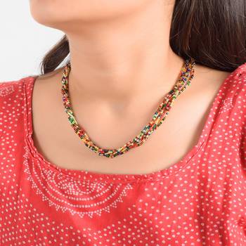 Memoir natural real multi sapphire multi strand 6 layer choker fashion jewellery stone bead necklace 4