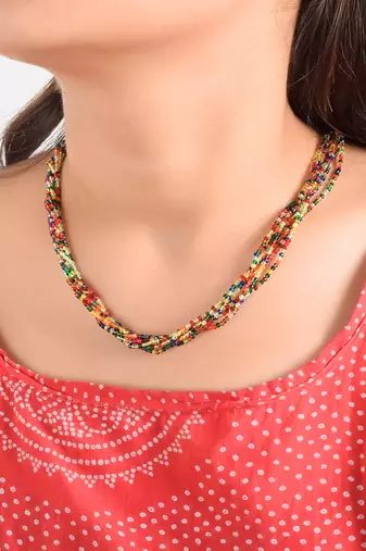 Memoir natural real multi sapphire multi strand 6 layer choker fashion jewellery stone bead necklace