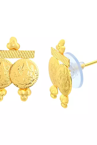 Memoir brass micron goldplated 18 inch lakshmi laxmi coin necklace set for women