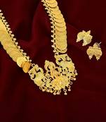 Memoir brass gold plated coin lakshmi necklace set women
