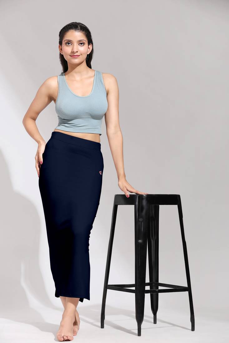 Solid Nylon Soft Skirt Petticoat for Women Saree Silhouette Shape Wear 2 Pieces