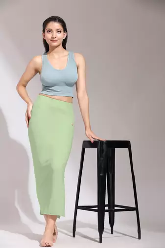 Trendmalls Solid Nylon Soft Petticoat Skirts for Women Saree Shape Wear 2 Piece
