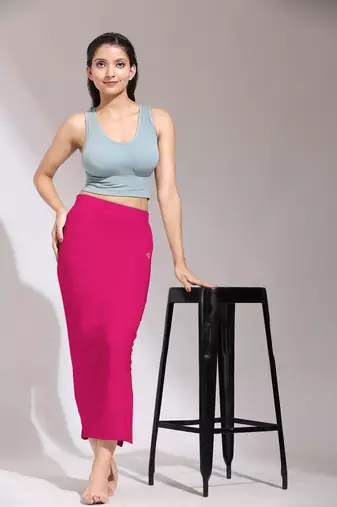 Trendmalls Solid Nylon Soft Petticoat Skirts for Women Saree Shape Wear 2 Piece