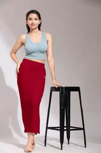 Trendmalls Solid Nylon Soft Petticoat Skirts for Women Saree Shape Wear 2 Piece
