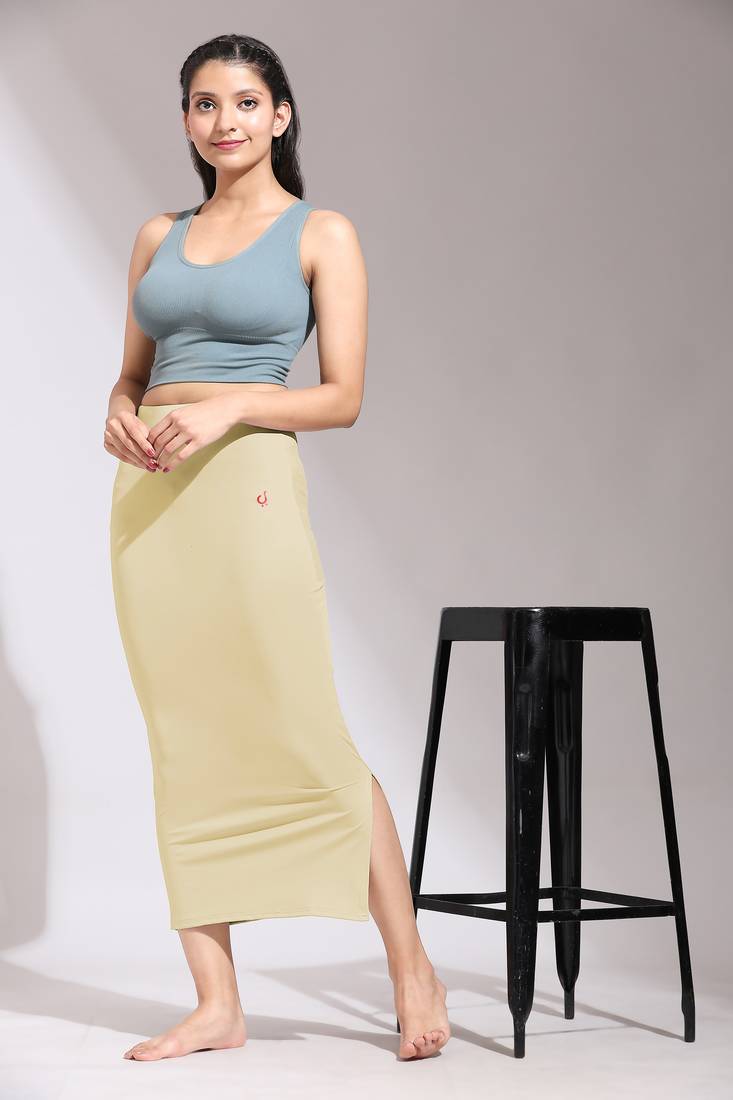 Solid Nylon Soft Petticoat Skirts for Women Saree Shape Wear Dress