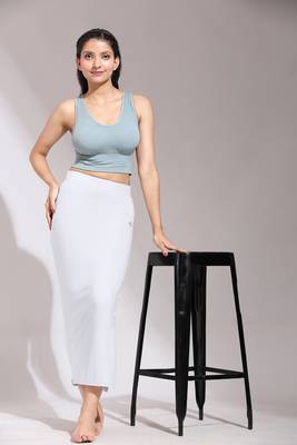 Trendmalls Solid Nylon Soft Petticoat Skirts for Women Saree Shape Wear 2 Piece 2