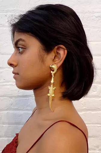 Gold alligator kiki earrings