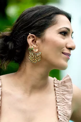Green aurora earrings