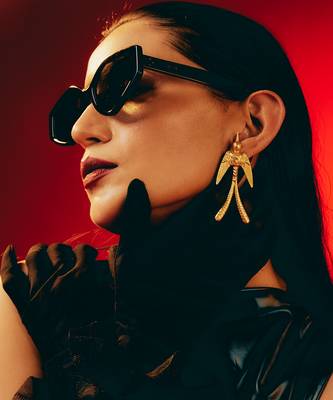 Gold drongo bird earrings 1