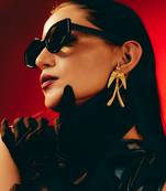 Gold drongo bird earrings