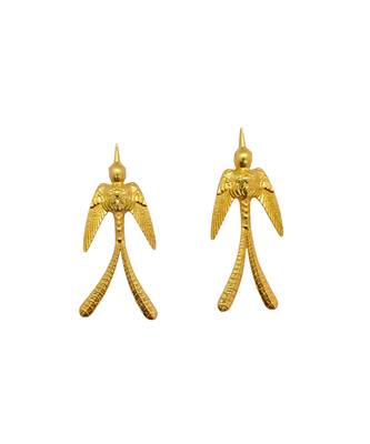 Gold drongo bird earrings 3