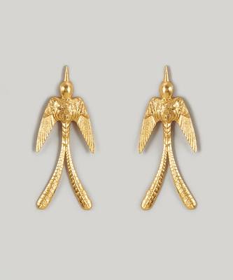 Gold drongo bird earrings 4