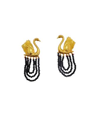 Gold swan earrings 2