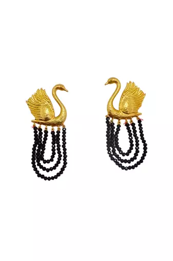 Gold swan earrings