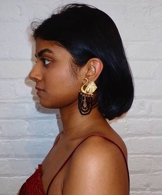 Gold swan earrings 3