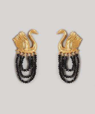 Gold swan earrings 4