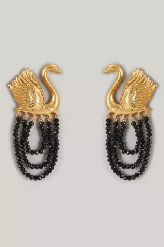 Gold swan earrings