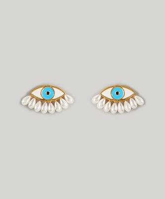 White evil eye earrings 1