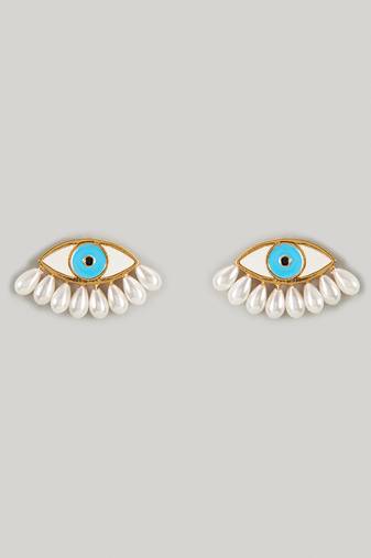 White evil eye earrings