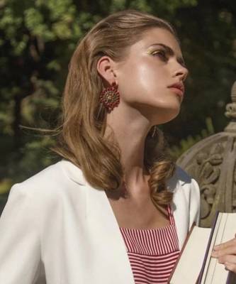 Pink peacock earrings 1