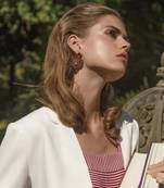 Pink peacock earrings