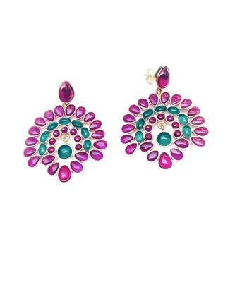 Pink peacock earrings 2