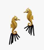 Gold golden seahorse earrings