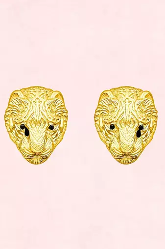 Gold huli tiger earrings