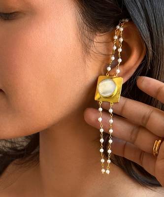 Gold mother of pearl earrings 1
