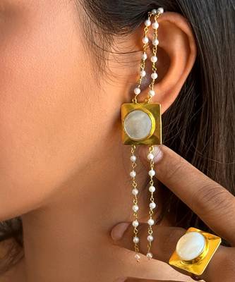 Gold mother of pearl earrings 2