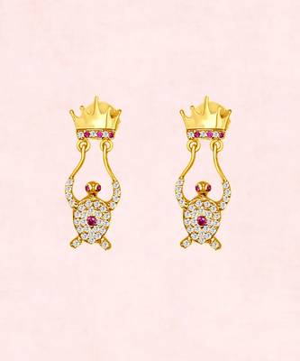 Gold turtle crown earrings 3