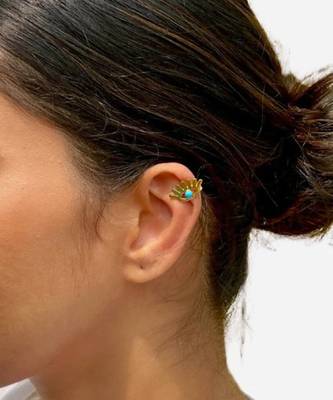 Gold evil eye ear cuffs 1