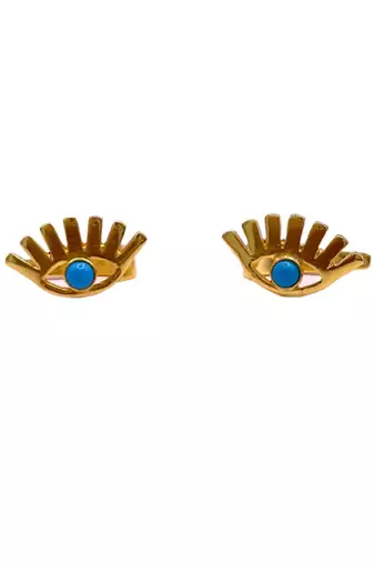 Gold evil eye ear cuffs