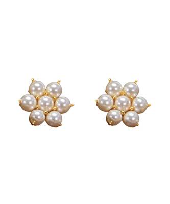 White rosa pearl studs 2