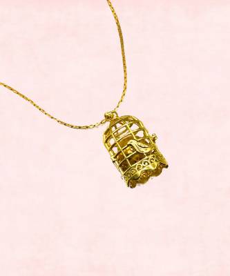 Gold caged pendant 3