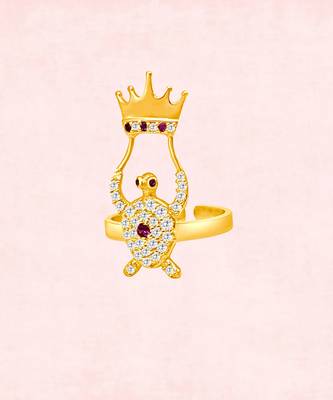 Gold turtle crown nail ring 4