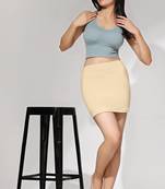 Biege Solid Nylon Soft Skirt Shape Wear Bottom Wear for Women