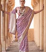 Viscose lilac foil print contemporary saree