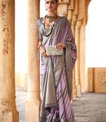 Viscose lavender foil print contemporary saree
