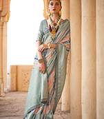 Viscose multi colour foil print contemporary saree